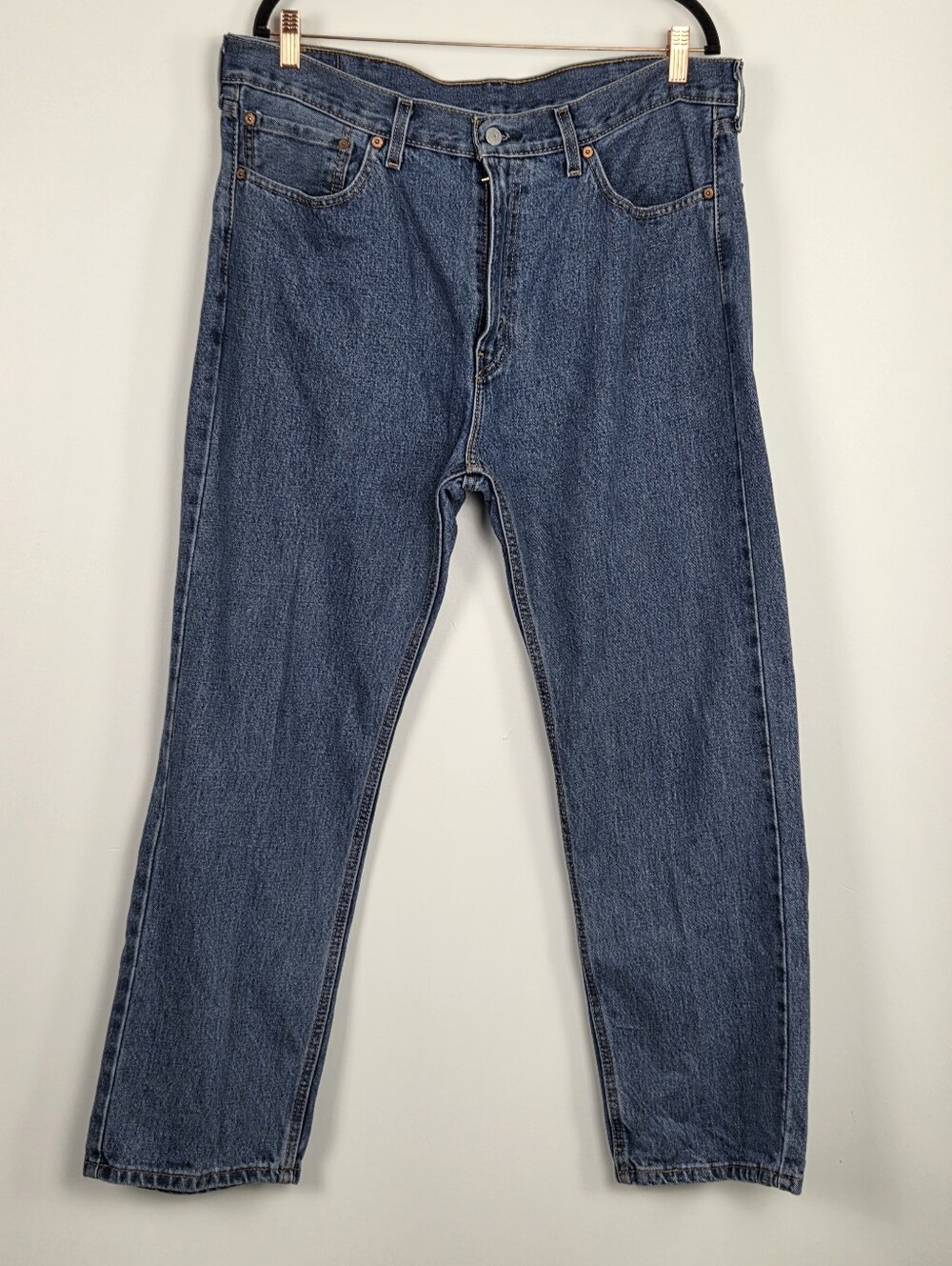 Levis 505 Regular Fit Straight Leg Blue Denim Jeans Mens 38x29 Medium Wash